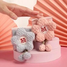 1片粉色花紋手帕,帶有中文字,採用珊瑚絨製成,適合作為伴娘禮物,浴室手部擦乾等等。 - 白色 - 查看 6