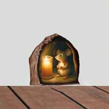 6pcs Different 3D View Mouse Hole Wall Stickers Home Decor,Stickers,Wall Decal, Vinyl Decal For Home Decorations,Spring Decoration Items Refresh Your Home,Rama Decoration Stickers - Multicolor - View 4