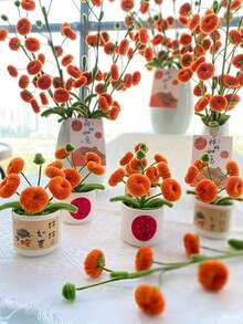 1入組DIY手工捻棒柿子如意花束加密毛根條柿樹全套材料包，情人節禮物小禮物 - 彩色 - 查看 4