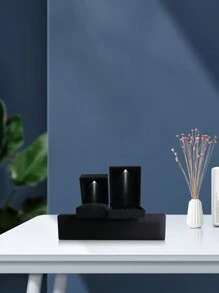 3入組豪華手鍊盒附有 Led 燈,戒指盒,掛墜盒,優雅的鑽石手鍊盒,用於獨特的求婚、訂婚或婚禮,矩形黑色絨布內飾珠寶展示禮盒。 - 黑色 - 查看 5