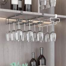 1入不需釘子掛起的不銹鋼酒杯架，家用置物架，適合懸掛在酒櫃上的酒杯架 - 彩色 - 查看 1
