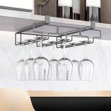 1入不需釘子掛起的不銹鋼酒杯架，家用置物架，適合懸掛在酒櫃上的酒杯架 - 彩色 - 查看 5