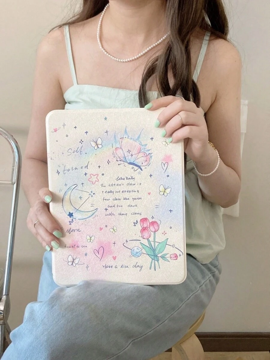 Nhiều màu Đơn giản Hoạt hình Mặt trăng & Loại bướm In Viên thuốc Vỏ bảo vệ - Nhiều màu - Xem 1