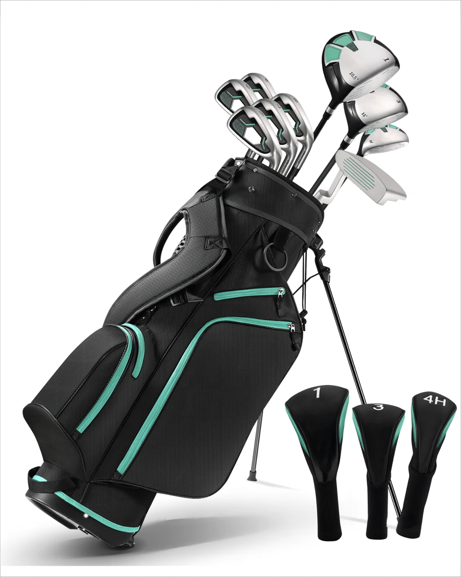 Golf Club Set For Men 13-Piece Complete Golf Set For Right Handed With Stand Bag & 3 Bonus Head Covers - Green - View 1