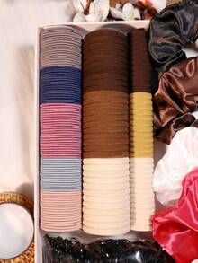 1155PCS Female Scrunchie, Seamless Hair Loop, Disposable Rubber Hair Loop Hair Accessory Set - Multicolor - View 9