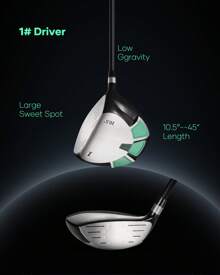 Golf Club Set For Men 13-Piece Complete Golf Set For Right Handed With Stand Bag & 3 Bonus Head Covers - Green - View 4