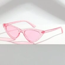 1 件女孩 PC 塑料 Catty 时尚眼镜，适合派对、户外、时尚服装的装饰眼镜 - 淺粉色 - 查看 1