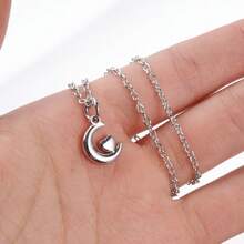 1入不鏽鋼珠寶新月和心形吊墜項鍊,真空電鍍和耐色性 - 銀色 - 查看 11