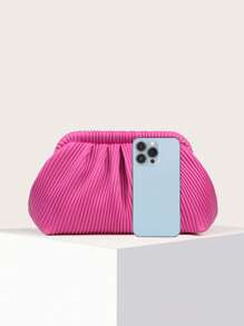 Pleated Cloud Shaped Clutch Bag With Clip Closure