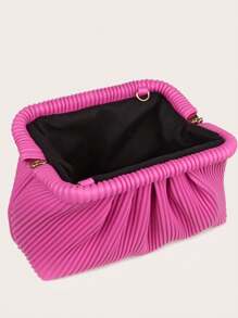 Pleated Cloud Shaped Clutch Bag With Clip Closure