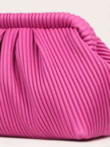 Pleated Cloud Shaped Clutch Bag With Clip Closure