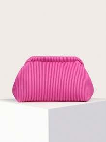 Pleated Cloud Shaped Clutch Bag With Clip Closure