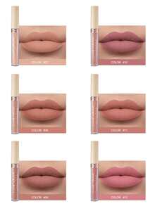 HANDAIYAN 6PCS Matte Lipstick Long-Lasting Waterproof Lipsticks Kit For Women Valentine's Day Birthday,Matte Liquid Lipstick 6PCS Nude Brown Velvety Lip Gloss Kit Long-Lasting Wear Non-Stick Cup And Not Fade Lipstick Set For All Undertone,Matte Lipstick - 杏色 - 查看 6
