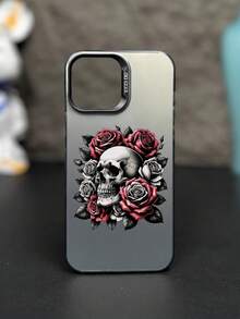1pc Personalized Artistic Skull & Rose Anti-Fall Phone Case Compatible With Iphone 11 12 13 14 11 Pro Max 12 Pro Max 13 Pro Max 14 Pro Max Xr 15 15 Pro 15 Pro Max - Multicolor - View 3