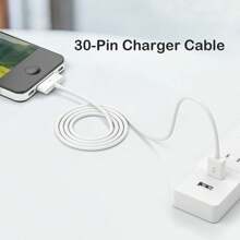2 包 30 针充电器线兼容旧款 4 4S 3GS、iPad 和 iPod Classic 第 1 代 第 2 代 第 3 代、iPod Touch 第 4 代、iPod Nano 第 5 代 第 6 代、USB 快速充电和同步充电线 - 白色 - 查看 5