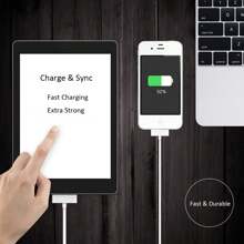 2 包 30 针充电器线兼容旧款 4 4S 3GS、iPad 和 iPod Classic 第 1 代 第 2 代 第 3 代、iPod Touch 第 4 代、iPod Nano 第 5 代 第 6 代、USB 快速充电和同步充电线 - 白色 - 查看 6