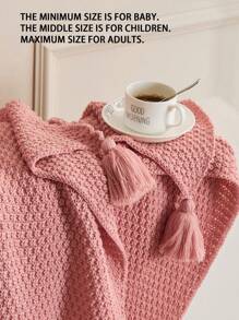 1 Đồng Màu Ném Chăn, Tối Giản Vải Dệt Kim Tua Rua Trang Trí Ném Chăn Cho Ghế Dài Và Giường - Hồng - Xem 2