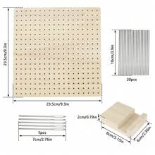 1套木製鉤針阻塞板,可重複使用的手工編織阻塞墊套裝,配有20根不銹鋼針、5根大眼針和支架,用於編織鉤針織物 - 原木色 - 查看 2