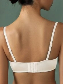 法式風格絲綢半杯實色推進內衣，適用於小胸部（AB罩杯），性感修身 - 香檳色 - 查看 2