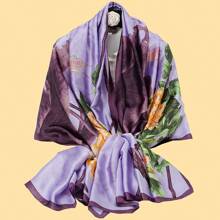 2入組女士黃色花卉印花緞面絲巾,質感柔滑 - 2條裝套裝 - 查看 2