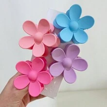4pcs Teen Floral Hair Clips, Colorful Flower Design Hair Claws For Girls Daily Use - Multicolor - View 2