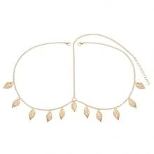 1 Miếng Retro Phong cách đường phố Siêu Lấp lánh Chuỗi Lá hình Dây buộc tóc Phụ kiện tóc - Vàng - Xem 4