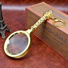 1入 70mm 掌上型10倍放大鏡,閱讀珠寶老年人放大鏡,帶鏈子 - 金色 - 查看 3