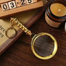 1入 70mm 掌上型10倍放大鏡,閱讀珠寶老年人放大鏡,帶鏈子 - 金色 - 查看 7