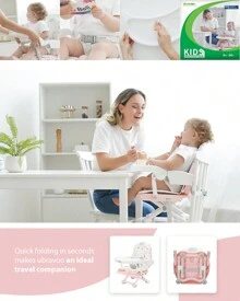 UBRAVOO Portable High Chair 6 Months Plus, Lightweight Baby Booster Seat With Removable Tray, Easy Clean Folding Booster Chair For Babies Toddlers - Grey - View 7