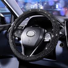 Car Rhinestones Steering Wheel Cover With Crystal Rhinestone Sparkling Car Steering Wheel Protector - Black - View 6