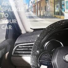 Car Rhinestones Steering Wheel Cover With Crystal Rhinestone Sparkling Car Steering Wheel Protector - Black - View 4