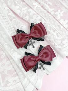 Bộ 2 phụ kiện tóc phong cách Gothic dành cho nữ, tông màu tối, phù hợp cho các lễ hội và sử dụng hàng ngày cho những người yêu thích phong cách Gothic. Bao gồm kẹp tóc nơ, kẹp càng cua, kẹp tóc cài đầu, phụ kiện đội đầu. - Nhiều màu - Xem 2