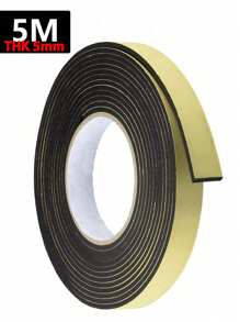 1捲eva泡棉膠帶,自黏單面隙縫密封膠帶,厚度5mm,防音,防震,防風 - 黑色 - 查看 1