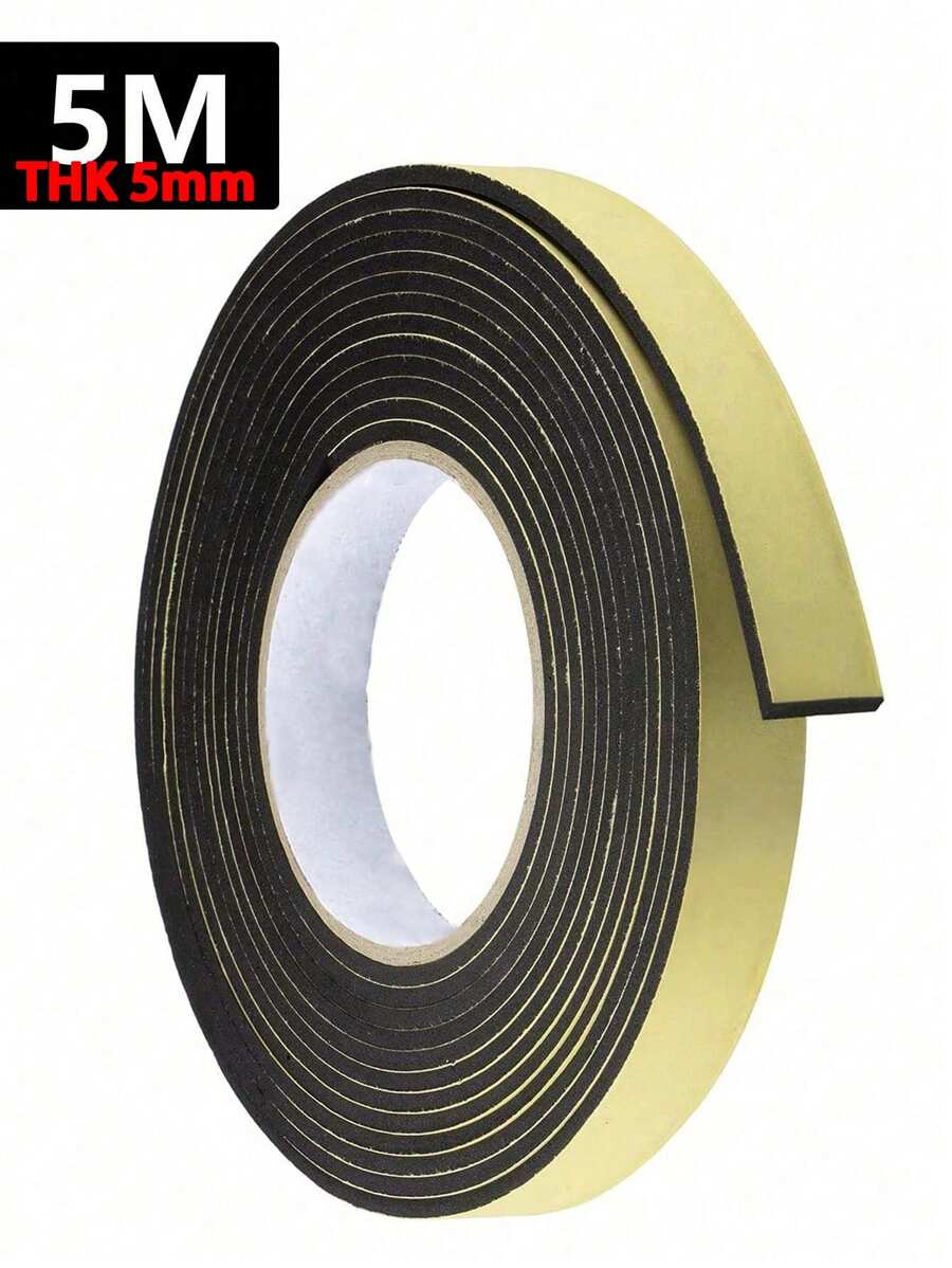 1捲eva泡棉膠帶,自黏單面隙縫密封膠帶,厚度5mm,防音,防震,防風 - 黑色 - 查看 1