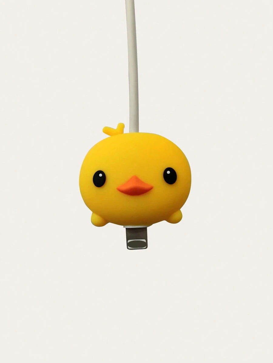 Chicken Shaped Silicone 3d Cartoon Data Cable Protector, Cable Winder Guard From Breaking Charger Protector - Yellow - View 1
