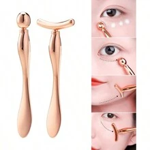 2 Pcs/Set 2 In 1 Facial Eye Massage Stick Metal Eye Cream Applicator Massage Tool Rose Gold,Beauty,Skin Care Products,Spa,Self Care,Skin Care Tools,Face Care,Esthetician Supplies,Massage,Face Massage Tool,Face Roller - Rose Gold - View 1