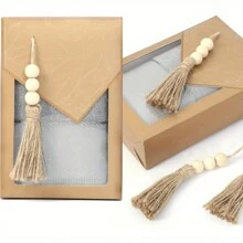 5/10入組繩掛串配有3顆木珠,適用於任何假日diy手工木珠花圈製作、婚禮家居、派對裝飾（原色） - naturel color - 查看 4