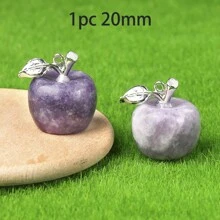 1pc Natural Crystal Jade Apple Small Ornament Mixed Colorful Gift