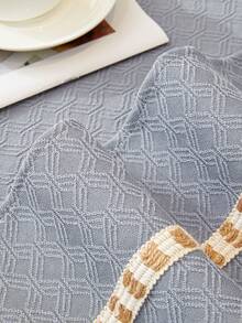 1入款毛絨製通用沙發坐墊,編織帶與蕾絲花紋裝飾,北歐極簡風格防滑沙發座套家飾 - 淺灰色 - 查看 6