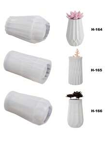 用于制作花瓶、笔筒、化妆品收纳盒、家居装饰、环氧树脂工艺品、水泥、石膏铸件的 DIY 钻石形硅胶模具 - 白色矽膠模具 - 查看 3