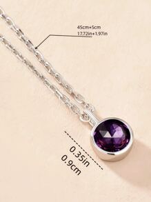 1 件简约 12 月诞生石情人节项链，圆形锆石吊坠，带 3D 水晶和水钻装饰，银链，妈妈，母亲，母亲节，礼物 - 銀色 - 查看 10