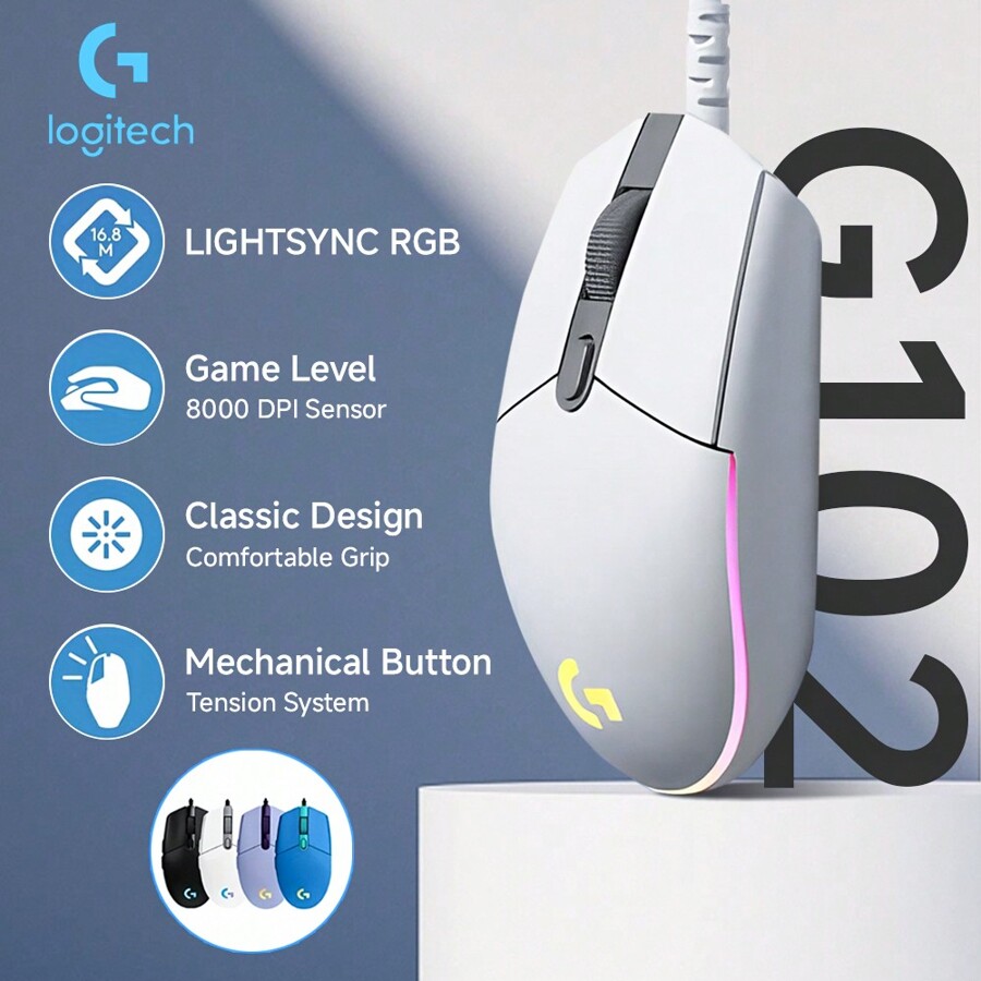 Logitech G102 Light Sync Wired Gaming Mouse With RGB Lighting, Gaming ...