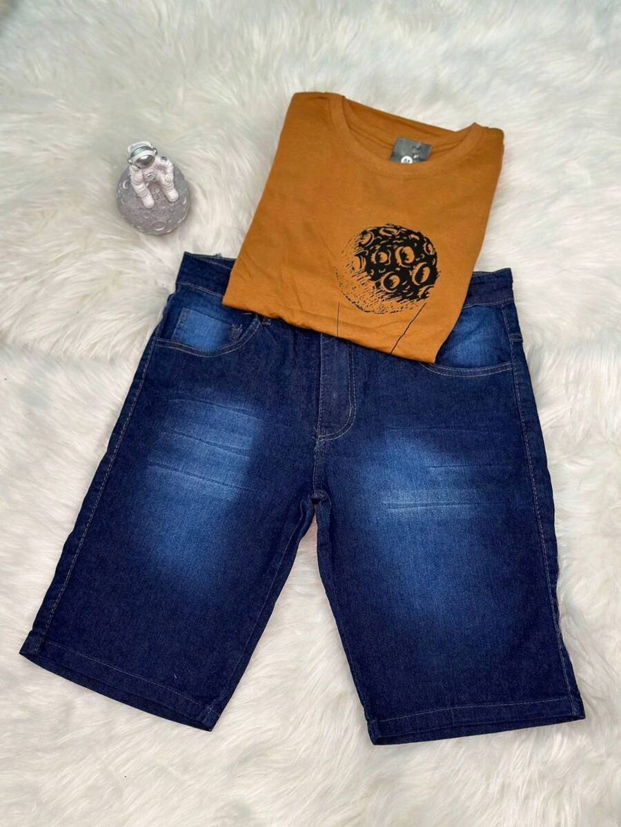 Men T-Shirt Co-Ords - 駝色 - 查看 1