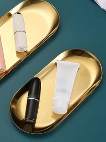 1 件金色不锈钢椭圆形托盘、饮料和杯子托盘、桌面储物托盘、金属甜点盘、珠宝收纳托盘、厨房、圣诞礼物