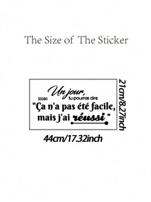 1pc French Inspirational Quote ('This Was Not Easy But I Did It') Wall Sticker - Black - View 4