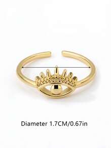 1 pieza Anillo abierto con ojo turco de la suerte, estilo europeo y americano, anillo ajustable de acero inoxidable dorado para mujer, joya de pareja de moda como regalo - Amarillo Oro - Ver 16