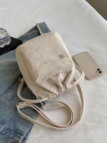 Mini Vintage Drawstring Bucket Bag, Retro Crossbody Bag, Women's Grunge Shoulder Purse & Handbag