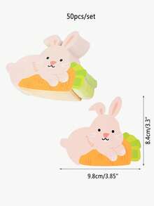 50入組兔子設計紙質卡片,卡通可愛棒棒糖卡片座,適用於派對 - 彩色 - 查看 3