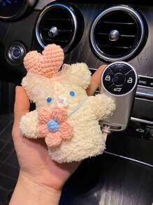 1pc Cute Car Keychain Pendant: Lovely Key Cover Case With Knitted Design, Anti-Loss Key Holder With Hanging Rope And Needle - Apron Dog - View 3