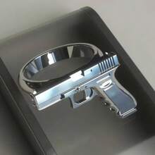 1pc Fashionable Men's Vintage And Punk Style Gun Shaped Ring - Bạc - Xem 15